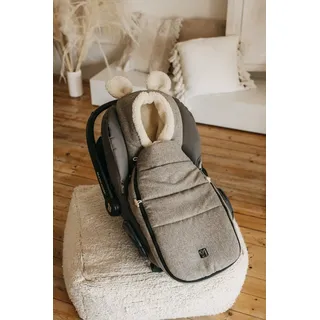 Kaiser Kinderwagen Fusssack, Hoody Maus Wool Fütterung aus 100% Schafwolle in braun