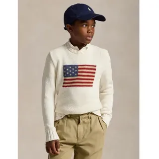 Polo Ralph Lauren für Jungen. 323668285006 Weiße Flagge Pullover (10/12años=140/149cm), Lässig, Baumwolle, Kinderbekleidung