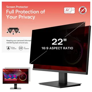 BERSEM Computer Sichtschutzfolie 22 Zoll, 16:9 Seitenverhältnis Abnehmbarer Sichtschutz, blendfreier Blaulichtfilter für Computer 22 Zoll Premium Blickschutzfilter & Anti-Blaulichtfilter