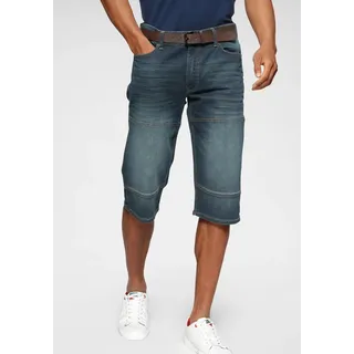 H.I.S. H.I.S Jeansbermudas »HANTZ«, (Set, 2 tlg., mit abnehmbarem Gürtel), gerader Beinschnitt, Used-Look mit Abriebeffekten, blau