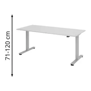 Hammerbacher XMST19 elektrisch höhenverstellbarer Schreibtisch lichtgrau rechteckig, T-Fuß-Gestell silber 180,0 x 80,0 cm