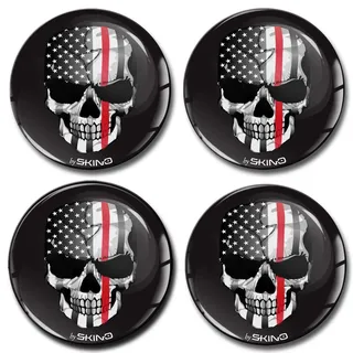SkinoEu Aufkleber Autoaufkleber für Radkappen Nabenkappen Nabendeckel Radnabendeckel Rad-Aufkleber 70mm Totenkopf Schädel USA Flagge A 3270