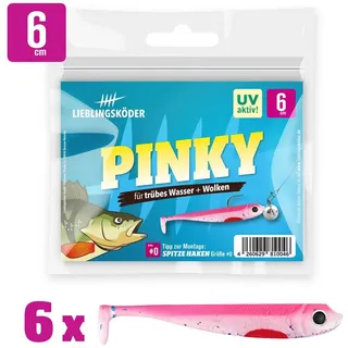 Lieblingsköder Gummifische 6cm - 6 Angelköder, Farbe Lieblingsköder:Pinky