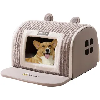 Galatée Katzenhaus, Gemütliches Weiches Katzenhöhlenbett, Versteck, Kleines Hundezelt, Weiches Katzenhaus Und Katzenzelt, Cartoon Süßes Katzenhaus(S, Grau)