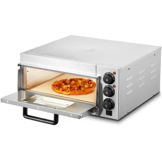 Vevor kommerzieller Pizzaofen Backofen 356mm Edelstahl mit drei Drehknöpfen, Mehrzweck-Pizzamaker Indoor, zum Backen im Restaurant, zu Hause, Silber