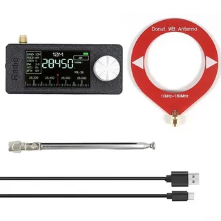SI4732 Taschenradio, DAB-Radio, tragbar, 0,5–108 MHz, Vollband-Rundfunk, LSB, USB, AM, FM, Mini-Radio mit 4,8 cm IPS-HD-Bildschirm, ESP32-S3-Steuerung mit Antenne (rote Antenne)