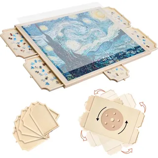 Vevor 1500-teiliges drehbares Puzzlebrett mit 5 Schubladen & Abdeckung, tragbarer Puzzletisch (890 x 660 x 30 mm), Puzzle-Zubehör für Erwachsene, Puzzle-Organizer-Aufbewahrungssystem Puzzle Boards