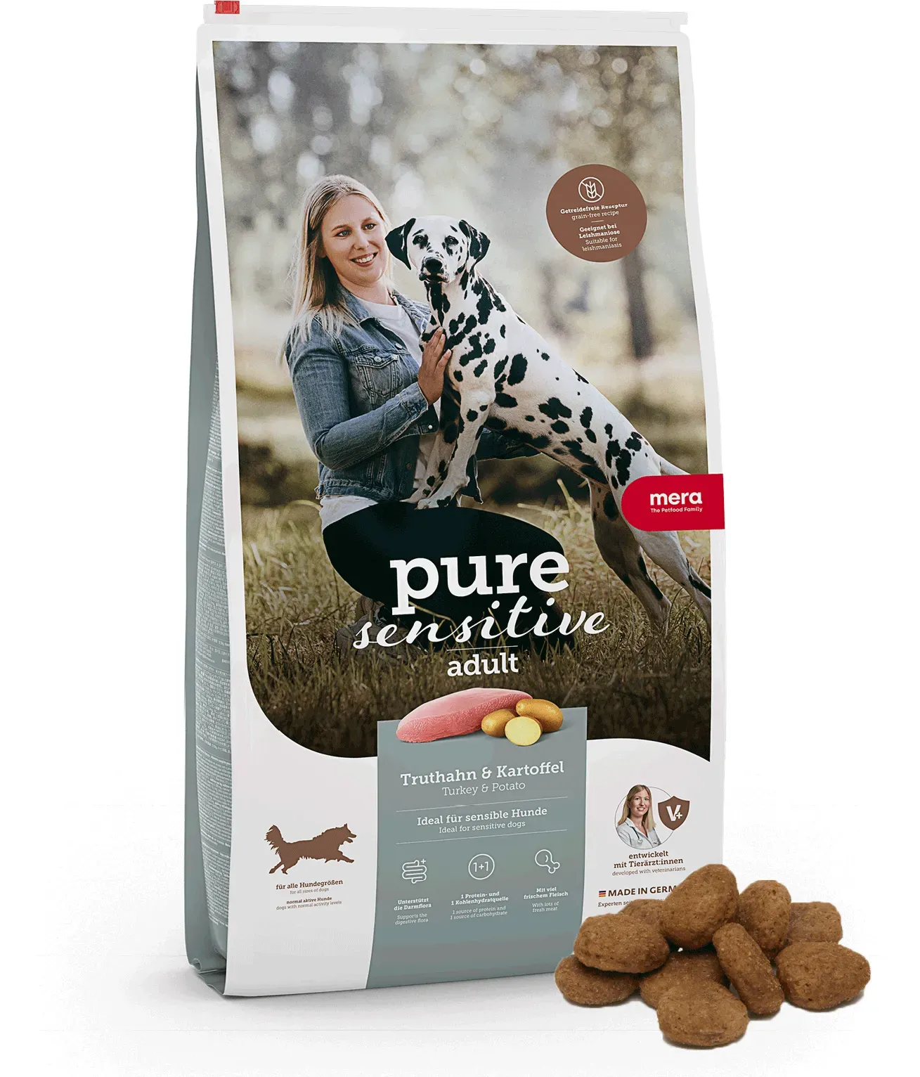 mera pure sensitive Fresh Meat Hering & Kartoffel Trockenfutter für Hunde | Besonders für sensible Hunde geeignet | Hundefutter | Ohne Getreide 1kg