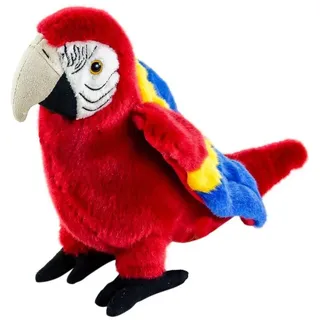 Teddys Rothenburg Kuscheltier Papagei rot 24 cm stehend Plüschvogel (Papagei rot 24 cm Aras/Macaw Vögel Plüschpapagei Stoffpapagei, Stofftiere)