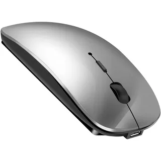 Wireless Bluetooth Mouse for MacBook Pro/Air/Mac/iPad/Laptop/Desktop/Mac/PC/Computer/Phone, Portable Slim Silent Office Mice with USB-C Adapter, 2.4GH - Grau