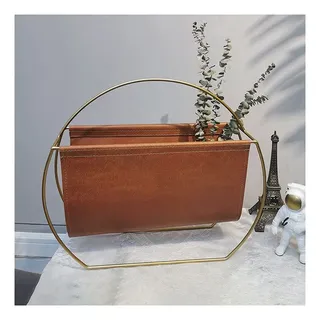 Schreibtisch Organizer Magazin Lagergestell Europäischen Stil Licht Luxus Metall Leder Zeitungsständer Modern Magazine Buch Rack Tragbare Bücherregal for Büro Badezimmer Wohnzimmer Küche Dokumentenhal