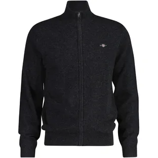 GANT Herren, Strickjacke Wolle, - EXTRAFINE LAMBSWOOL ZIP CARDIGAN, Stehkragen Anthrazit Melange 3XL,