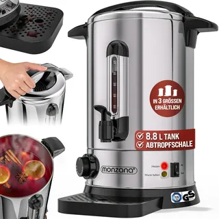 monzana Glühweinkocher mit Zapfhahn Edelstahl Temperatureinstellung 30-110°C Heißgetränkespender Punschkocher Heißgetränkeautomat, Fassungs...