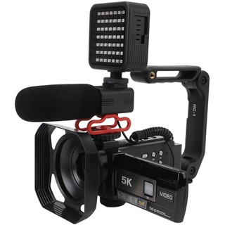 Pyhodi 5K-Videokamera-Camcorder, 56 MP 3-Zoll-IPS-Touchscreen-Vlogging-Kamera mit Fülllicht, 18-facher Smart-Zoom-IR-Nachtsichtaufnahme, Kabellose WLAN-Synchronisierung und -Freigabe,