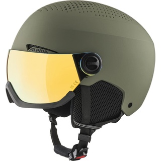 - Hochwertiger & Leichter Skihelm Mit Kontrastverstärkendem Visier Für Erwachsene, Olive matt, 54-58 cm