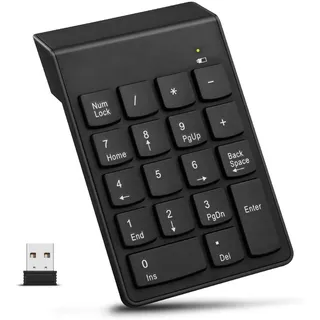 Kabelloses Keypad Ziffernblock , 18 Tasten, Tragbarer 2, 4 Ghz Wireless Ziffernblock, Ergonomisches Design mit USB Empfänger, Plug and Play für Linux Chromebook für Windows Xp für Windows Vista