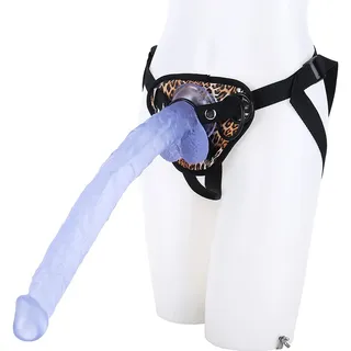 XXL Riesendildo Verstellbare Schultergurte Stimuliert Den G-Punkt, Vagina Und Anus Einführbare Länge 33cm Realistischer Umschnalldildo Langer Schwanz,Blue