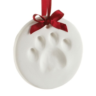 Pearhead Clay Pawprint Christmas Ornament, Pet Owner Gift, Dog or Cat Pawprint Keepsake, DIY Pawprint Hanging Ornament, Classic Red Ribbon