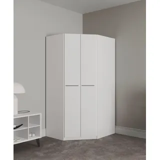 Eckkleiderschrank Barcelona Kleiderschrank Ecklösung Raumwunder in 2 Tiefen Schrank Eckschrank Garderobe weiß 95 cm x 193 cm x 95 cm
