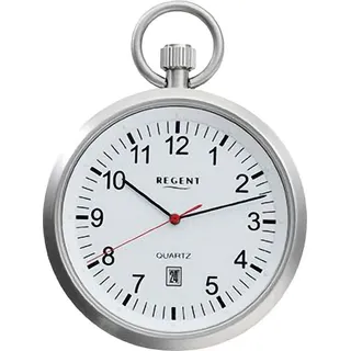 REGENT Herren Taschenuhr Edelstahl, 43 MM Quarz Weißes Zifferblatt Arabische Zahl