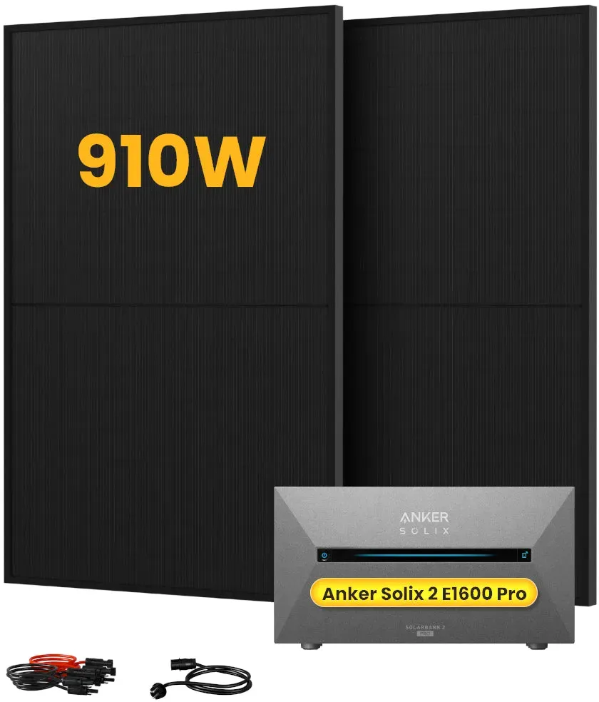 Anker SOLIX Solarbank 2 E1600 Pro All-in-One Speicher für Balkonkraftwerk, mit 2 x 455W Bifaziale Solarmodule,by Powerness - 1600Wh / ohne Zubehör / Selbstabholung