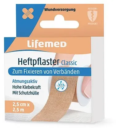 Lifemed Heftpflaster 2,5 m x 2,5 cm hautfarben "Classic" 120 Stück
