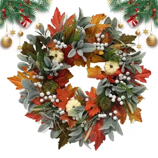 Türkranz Herbst, 45 cm Künstliche Ahornblätter Mit Türkranz, Türkranzs Herbst Außen Für Haustür Wand Fenster Hochzeit Party Dekoration Innen Außen