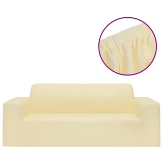 vidaXL Stretch Sofahusse 2-Sitzer Creme Polyester-Jersey