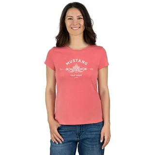 Mustang T-Shirt Alexia C Logo in Rot | Gr.: S M L XL XXL, Slim Fit Coral S