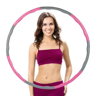 Relaxdays Hula Hoop Reifen, Ø 95cm, Fitnessreifen für Erwachsene, sanfte Massage, zum Abnehmen, Bauchtraining, pink/grau