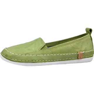 Andrea Conti Damen Slipper Leder bequem sportlicher Look Stretcheinsatz 0024819, Größe:42 EU, Farbe:Grün - Grün - 42