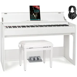 E-Piano Digital Piano 88 Hammer Tasten Keyboard Set Bank Kopfhörer Weiß Matt