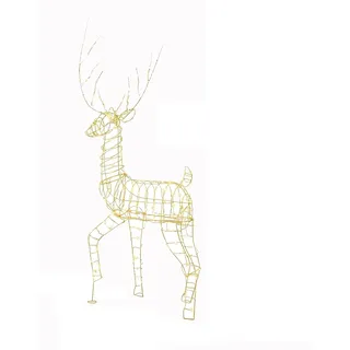 Costway LED Rentier Outdoor, beleuchtete Weihnachtsdeko groß, 186 cm, Weihnachtsfigur mit 300 warmweißen Lichtern,