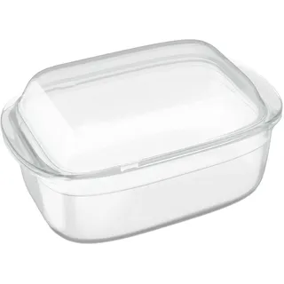 Relaxdays Auflaufform mit Deckel, Bräter aus Glas, 4,5 L, Lasagne, Auflauf, Tiramisu, Gratinform Backofen, transparent
