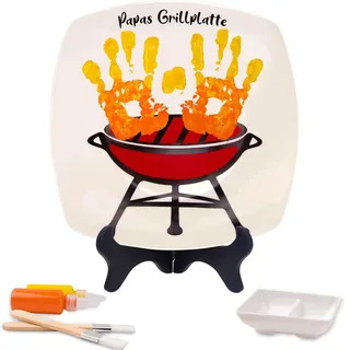 Geschenk Papa Weihnachten Papa Geschenk DIY-Teller Handabdruck Ornament mit Standhilfe, Papas Grillplatte Papa Geschenk Geburtstag Vatertag Weihnachten Geschenke für Papa von Tochter und Sohn. (Papa)