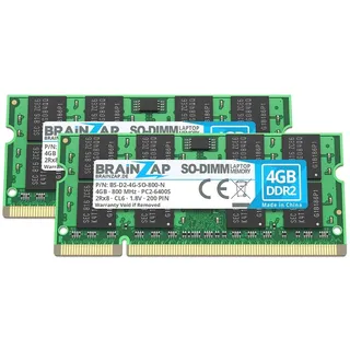 BRAINZAP 8GB (2X 4GB) DDR2 RAM SO-DIMM PC2-6400S 2Rx8 800 MHz 1.8V CL6 Notebook Laptop Arbeitsspeicher
