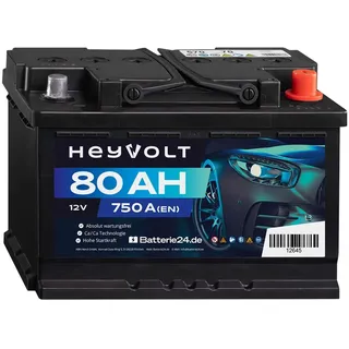 HeyVolt 80Ah Autobatterie 12V Starterbatterie ersetzt 70 75 77 85 100Ah