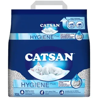 Catsan Hygiene-Katzenstreu, Nicht klumpend, 100% natürlich, saugfähig, 10 l, Weiß