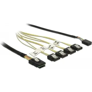 DeLock Internes SAS-Kabel - SAS 6Gbit/s - Mini SAS (SFF-8087) - 1x SATA-Buchse 7pol., Pfostenstecker 8pol.] 1m Schwarz