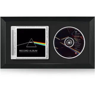 Allenkwok CD-Display-Rahmen für Discs & Hüllen – EVA-Schaumstoffschlitz, schwarzer beflockter Stoff – Heimdekoration Desktop und Wandmontage (19,6 x 36,6 cm)