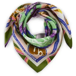 Codello Exklusives Sternzeichen-Tuch aus reiner Seide (Steinbock, blau) - 65 x 65 cm