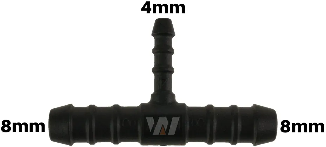 WamSter® T Schlauchverbinder Pipe Connector reduziert 8mm 8mm 4mm Durchmesser