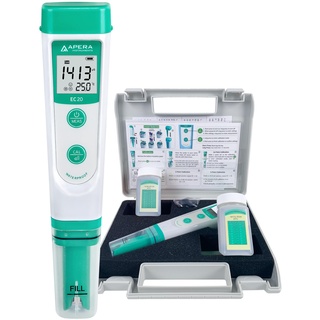 Apera Instruments EC20 EC-Meter, Leitfähigkeitsmessgerät im Taschenformat (1% Genauigkeit, BPB Sensor, Temperaturanzeige, komplettes Set)