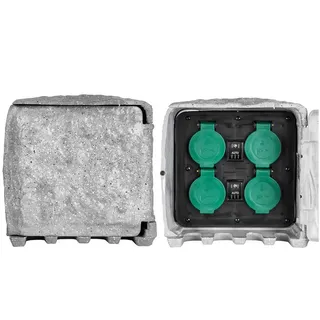 Grafner Grafner® Gartensteckdose Außensteckdose Steinoptik 4 fach Outdoor