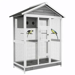 PawHut Vogelkäfig mit 4 Sitzstangen, Vogelbauer für Kanarien