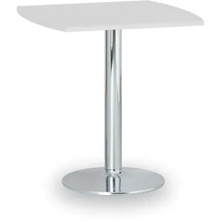 Konferenztisch rund, Bistrotisch FILIP II, 66x66 cm, verchromtes Fußgestell, Platte weiße