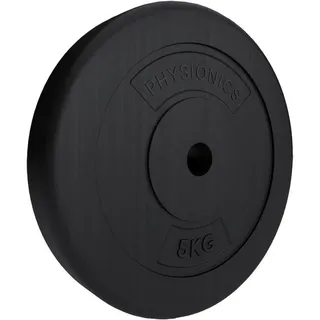 physionics Physionics® Hantelscheiben – Set, 5/10/20/30 kg, 30/31 mm Lochdurchmesser, Kunststoff, Schwarz - Hantel Gewichte, Gewichtsscheiben für Kurzhantel, Langhantel