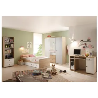 Bega Consult Jugendzimmer-Set Jugendzimmer Wiki 7-tlg Sonoma Eiche Dekor und Weiß, (7-tlg)