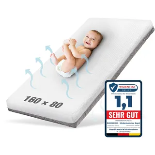 Ehrenkind® Kindermatratze Royal | Baby Matratze 80x160 Standard 100 by OEKO-TEX | Babymatratze 80x160 mit innovativem 3D Mesh und Hygiene Tencel Bezug wasserdicht + luftdurchlässig