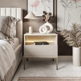 lookway Nachtschrank ECLIPSE S54 54 x 39 x 56 cm Beige/Gold